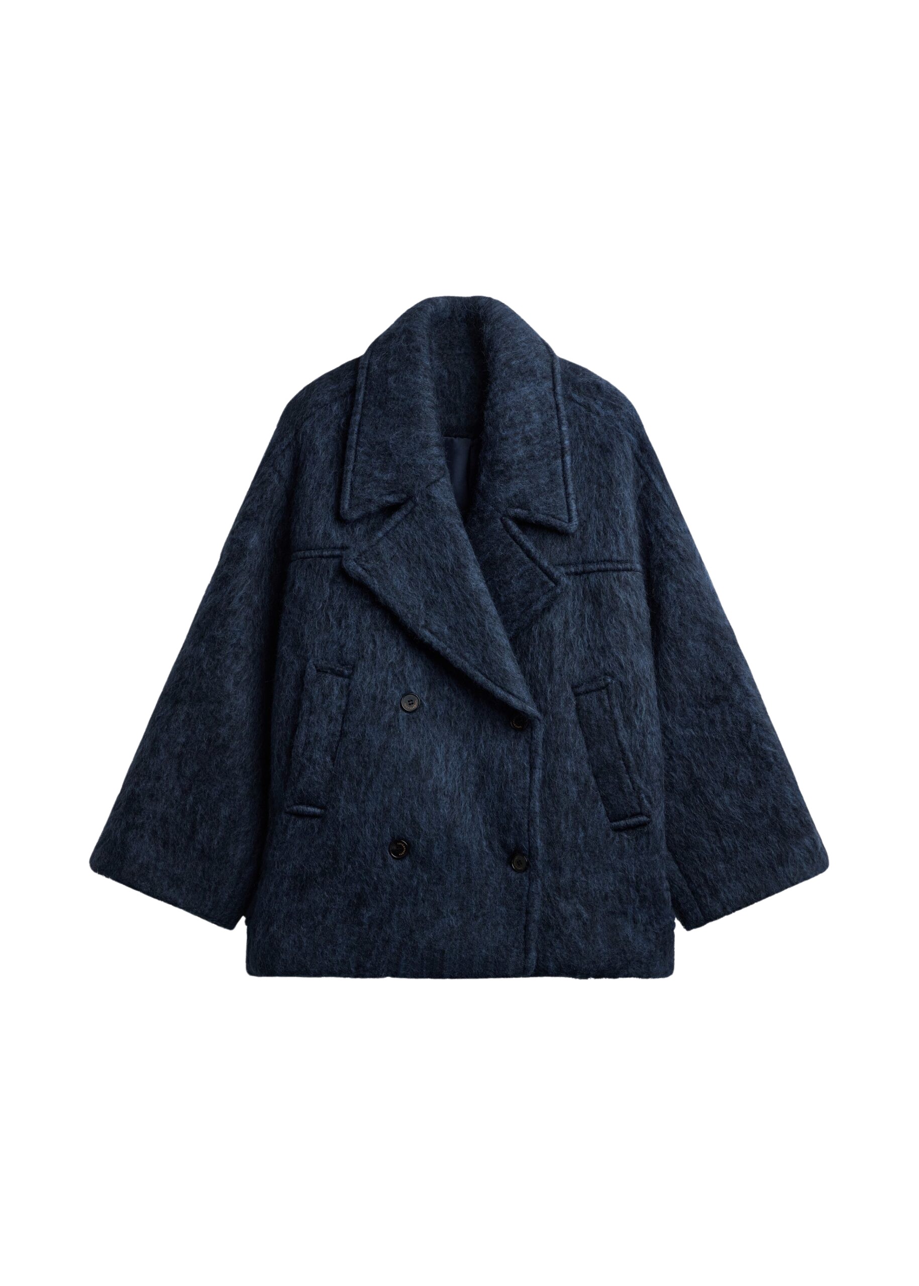 The Frankie Shop Odeone Brushed Wool Peacoat – Navy Melange Coat