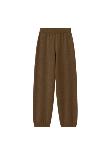 The Frankie Shop Olia Knit Joggers - Dark Camel - Oversized Minimalist Pants in Beige - Shop at Luxury Shoes 