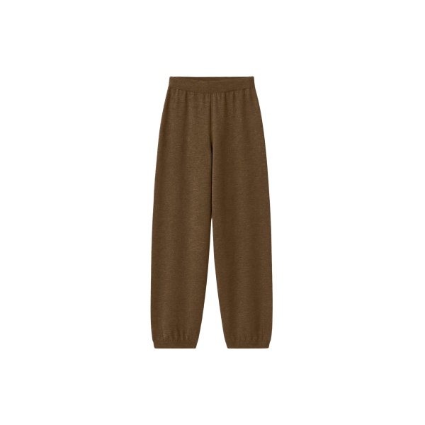 The Frankie Shop Olia Knit Joggers - Dark Camel - Oversized Minimalist Pants in Beige - Shop at Luxury Shoes 