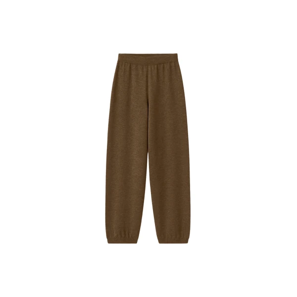 The Frankie Shop Olia Knit Joggers - Dark Camel - Oversized Minimalist Pants in Beige - Shop at Luxury Shoes 