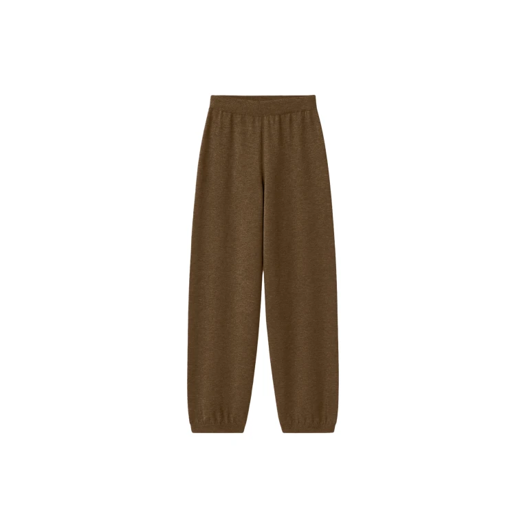 The Frankie Shop Olia Knit Joggers - Dark Camel - Oversized Minimalist Pants in Beige - Shop at Luxury Shoes 