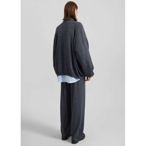 The Frankie Shop Olia Knit Joggers - Dark Grey Melange - Oversized Minimalist Pants in Grey - Shop at Luxury Shoes 