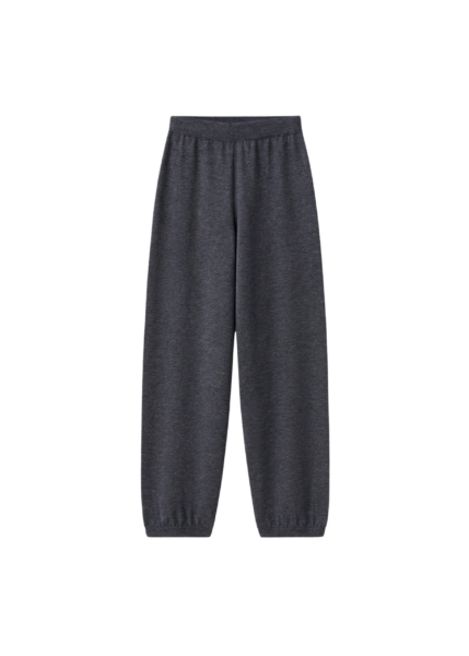 The Frankie Shop Olia Knit Joggers - Dark Grey Melange - Oversized Minimalist Pants in Grey - Shop at Luxury Shoes 