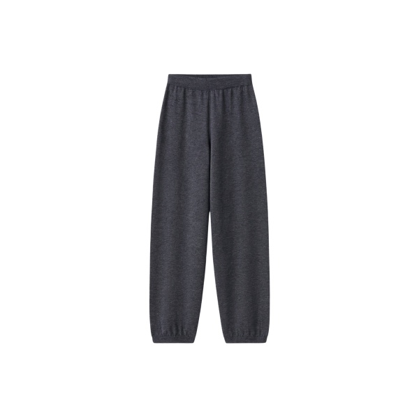 The Frankie Shop Olia Knit Joggers - Dark Grey Melange - Oversized Minimalist Pants in Grey - Shop at Luxury Shoes 