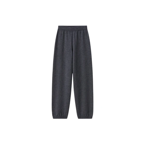 The Frankie Shop Olia Knit Joggers - Dark Grey Melange - Oversized Minimalist Pants in Grey - Shop at Luxury Shoes 