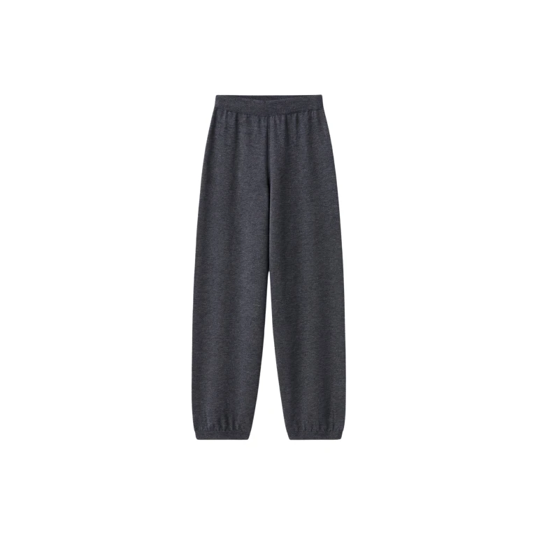 The Frankie Shop Olia Knit Joggers - Dark Grey Melange - Oversized Minimalist Pants in Grey - Shop at Luxury Shoes 