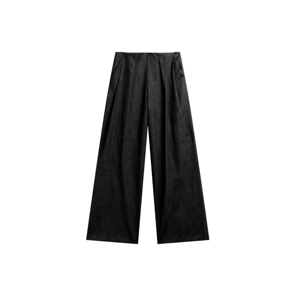 The Frankie Shop Olivet Faux Leather Trousers - Black - Oversized Minimalist Pants in Black - Shop at Luxury Shoes 