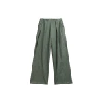 The Frankie Shop Olivet Faux Leather Trousers - Moss Green - Oversized Minimalist Pants in Green - Shop at Luxury Shoes 