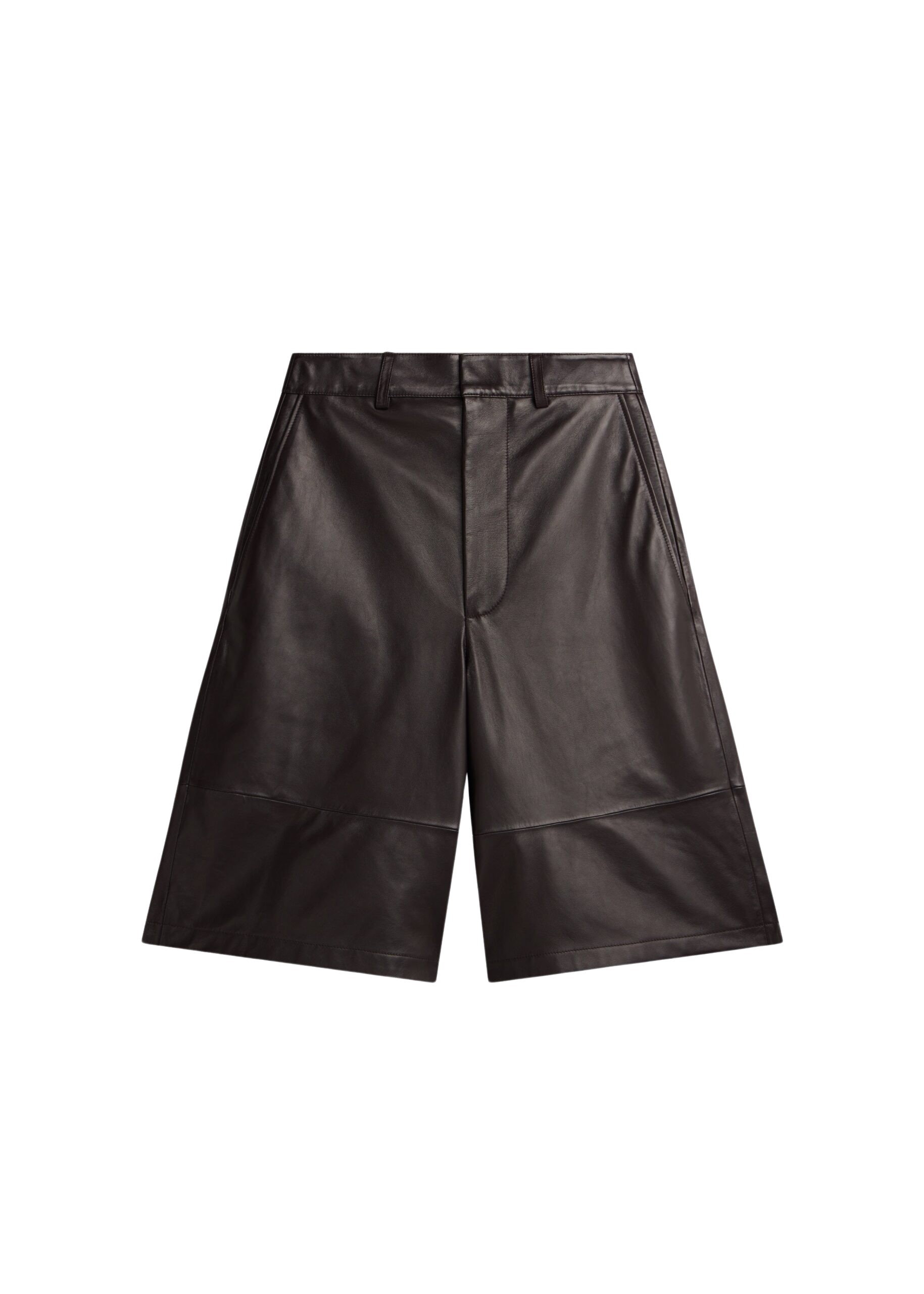 The Frankie Shop Olivia Leather Bermuda Shorts – Dark Brown