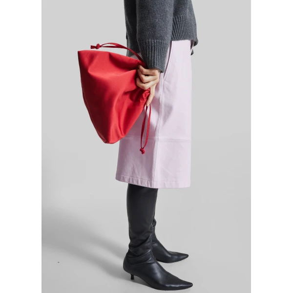 The Frankie Shop Olivia Leather Bermuda Shorts - Faded Pink - Oversized Minimalist Shorts in Pink - Shop at Luxury Shoes 