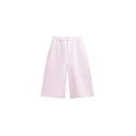 The Frankie Shop Olivia Leather Bermuda Shorts - Faded Pink - Oversized Minimalist Shorts in Pink - Shop at Luxury Shoes 