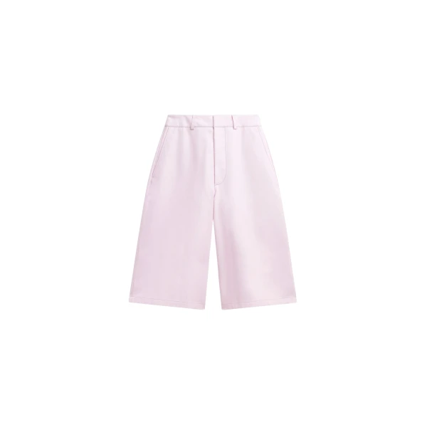 The Frankie Shop Olivia Leather Bermuda Shorts - Faded Pink - Oversized Minimalist Shorts in Pink - Shop at Luxury Shoes 