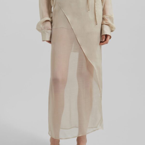 The Frankie Shop Oria Sheer Silk Chiffon Wrap Skirt – Beige, view 2