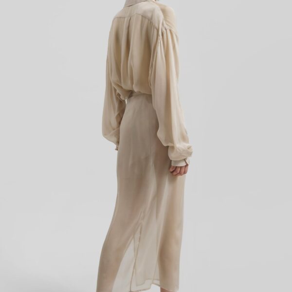 The Frankie Shop Oria Sheer Silk Chiffon Wrap Skirt – Beige, view 6