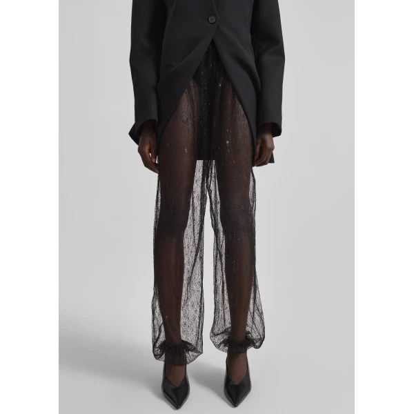 The Frankie Shop Orissa Lace Balloon Pants - Black - Oversized Minimalist Pants in Black - Shop at Luxury Shoes 