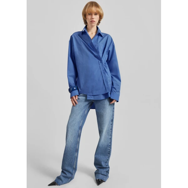 The Frankie Shop Ornella Side Button-Up Shirt – Cobalt, view 2