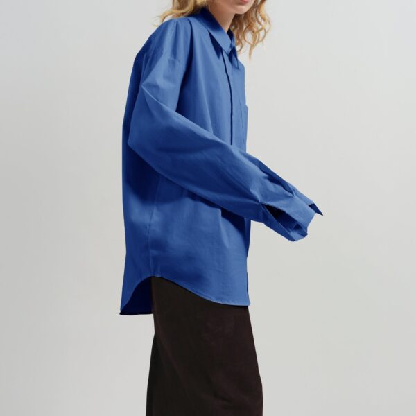 The Frankie Shop Ornella Side Button-Up Shirt – Cobalt, view 3