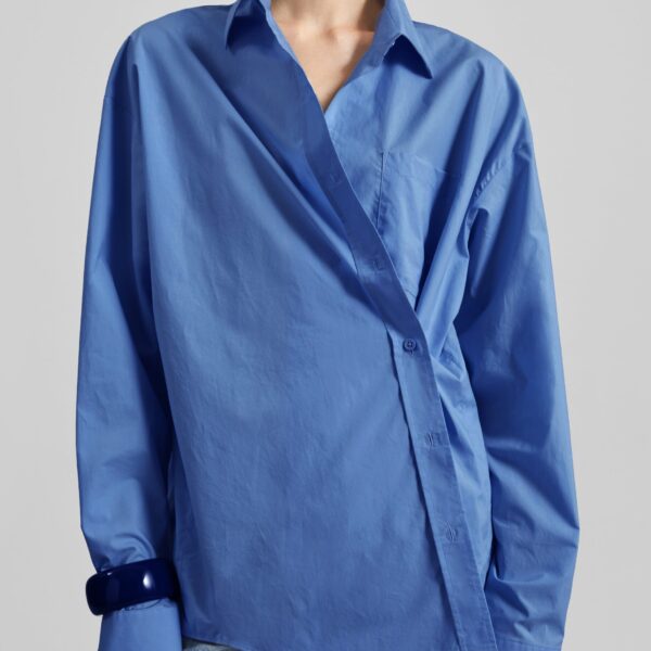 The Frankie Shop Ornella Side Button-Up Shirt – Cobalt, view 4