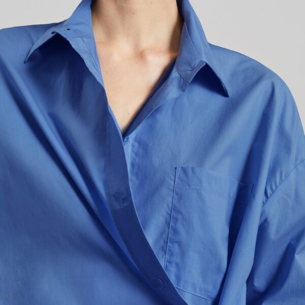 The Frankie Shop Ornella Side Button-Up Shirt – Cobalt, view 5