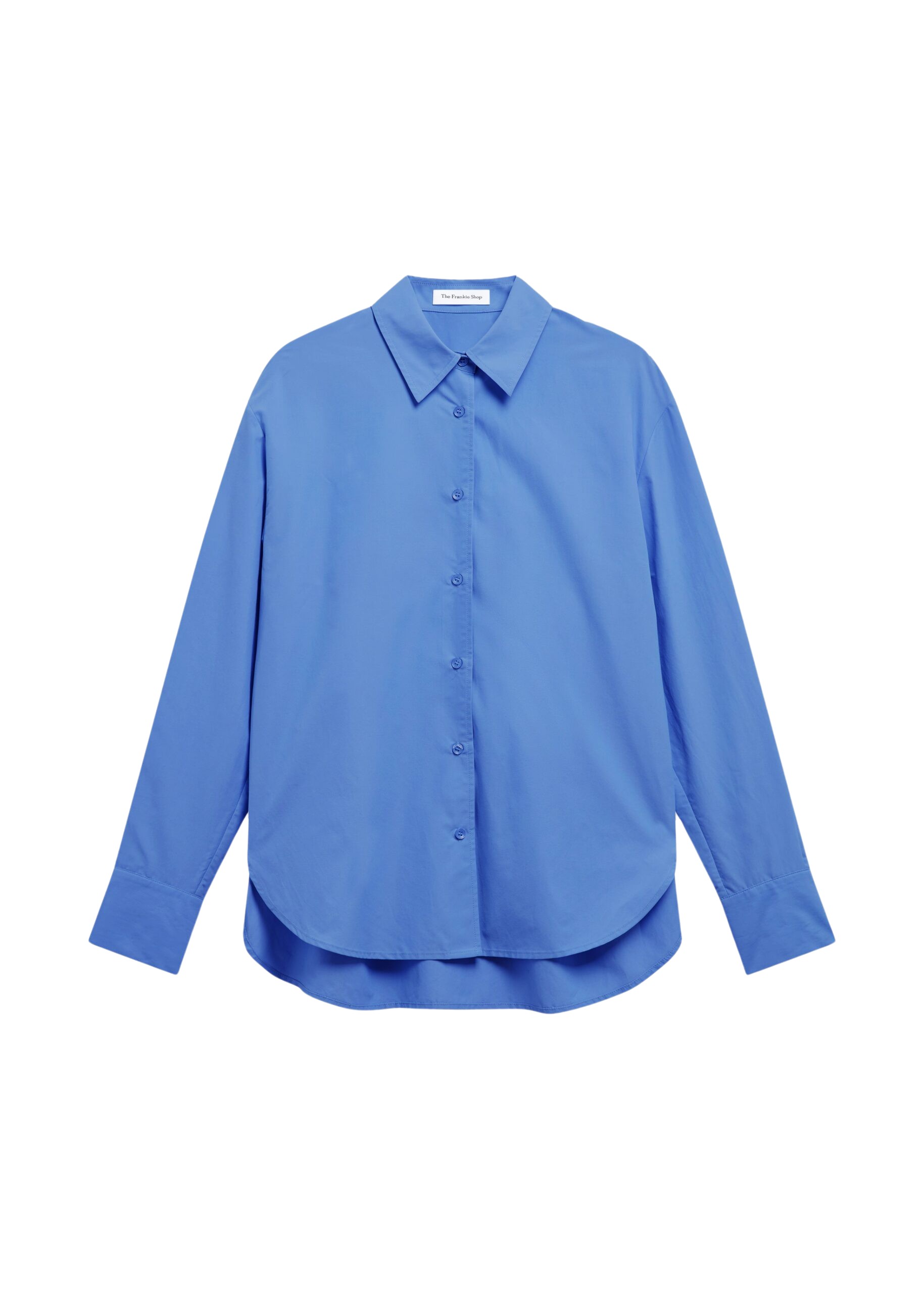 The Frankie Shop Ornella Side Button-Up Shirt - Cobalt - Oversized Minimalist Tops in Blue - Shop at Luxury Shoes 