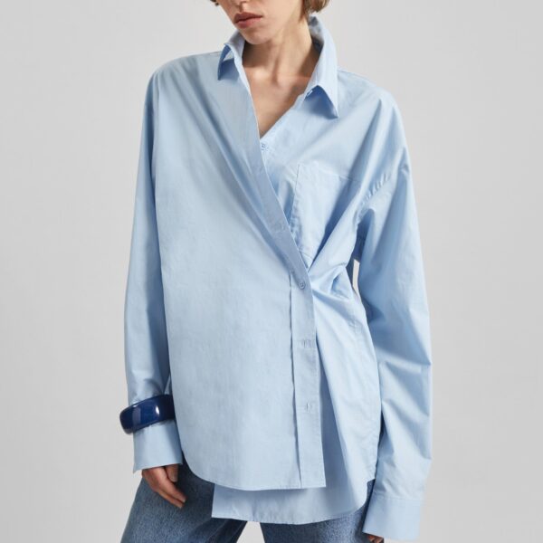 The Frankie Shop Ornella Side Button-Up Shirt – Light Blue, view 2
