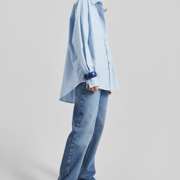 The Frankie Shop Ornella Side Button-Up Shirt – Light Blue, view 3