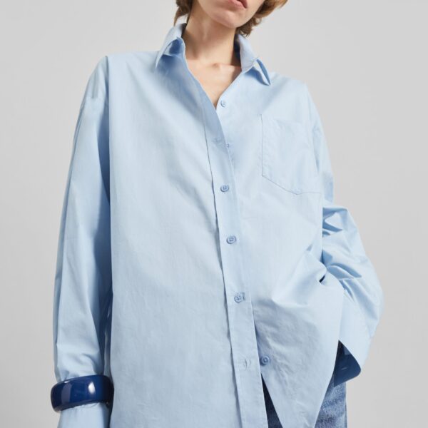 The Frankie Shop Ornella Side Button-Up Shirt – Light Blue, view 5