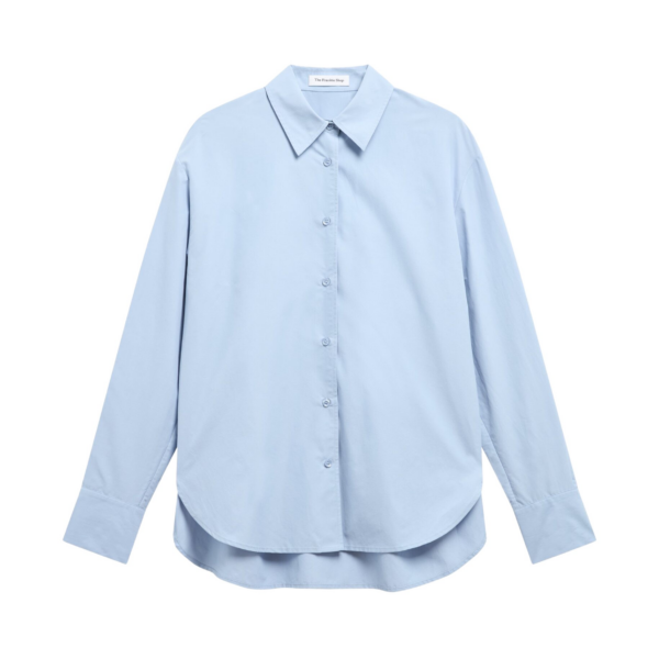 The Frankie Shop Ornella Side Button-Up Shirt - Light Blue - Oversized Minimalist Tops in Blue - Shop at Luxury Shoes 