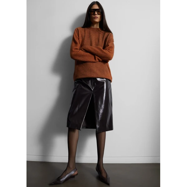 The Frankie Shop Oversized Crewneck Sweater - Brown - Oversized Minimalist Knitwear in Beige - Shop at Luxury Shoes 