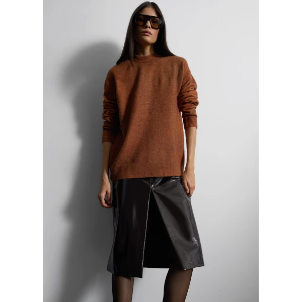 The Frankie Shop Oversized Crewneck Sweater - Brown - Oversized Minimalist Knitwear in Beige - Shop at Luxury Shoes 