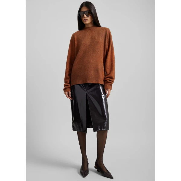The Frankie Shop Oversized Crewneck Sweater - Brown - Oversized Minimalist Knitwear in Beige - Shop at Luxury Shoes 