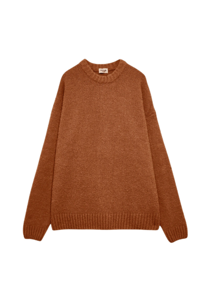 The Frankie Shop Oversized Crewneck Sweater - Brown - Oversized Minimalist Knitwear in Beige - Shop at Luxury Shoes 