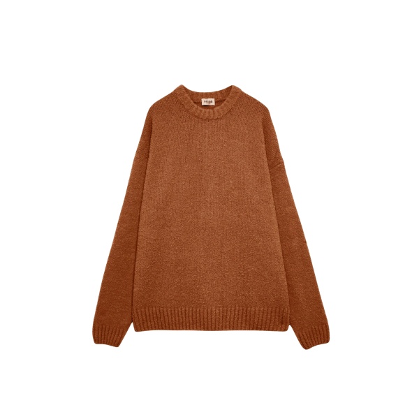 The Frankie Shop Oversized Crewneck Sweater - Brown - Oversized Minimalist Knitwear in Beige - Shop at Luxury Shoes 