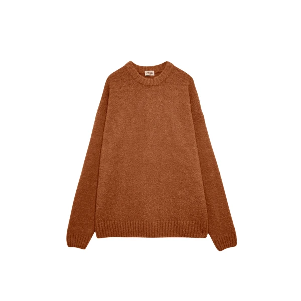 The Frankie Shop Oversized Crewneck Sweater - Brown - Oversized Minimalist Knitwear in Beige - Shop at Luxury Shoes 