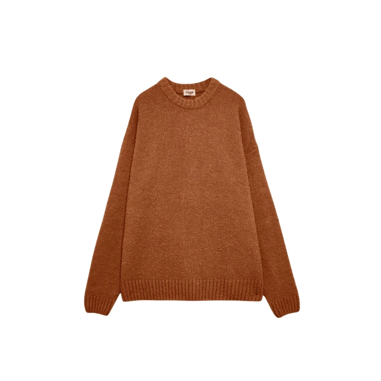 The Frankie Shop Oversized Crewneck Sweater - Brown - Oversized Minimalist Knitwear in Beige - Shop at Luxury Shoes 