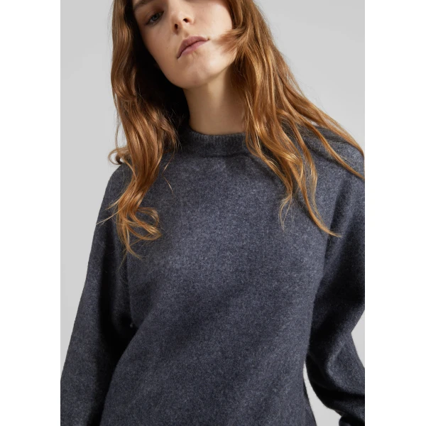 The Frankie Shop Oversized Crewneck Sweater - Grey - Oversized Minimalist Knitwear in Grey - Shop at Luxury Shoes 