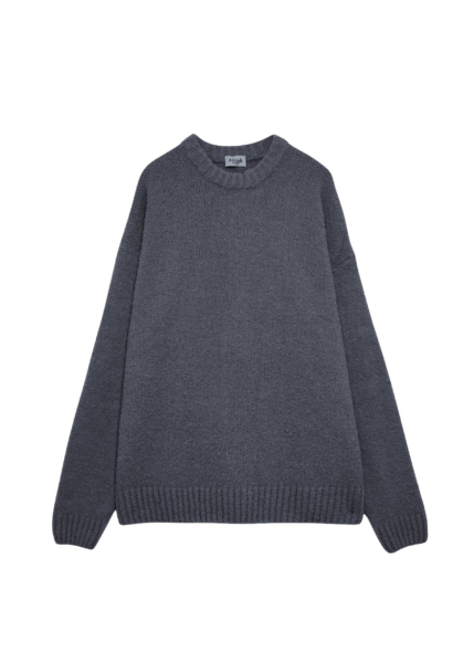 The Frankie Shop Oversized Crewneck Sweater - Grey - Oversized Minimalist Knitwear in Grey - Shop at Luxury Shoes 
