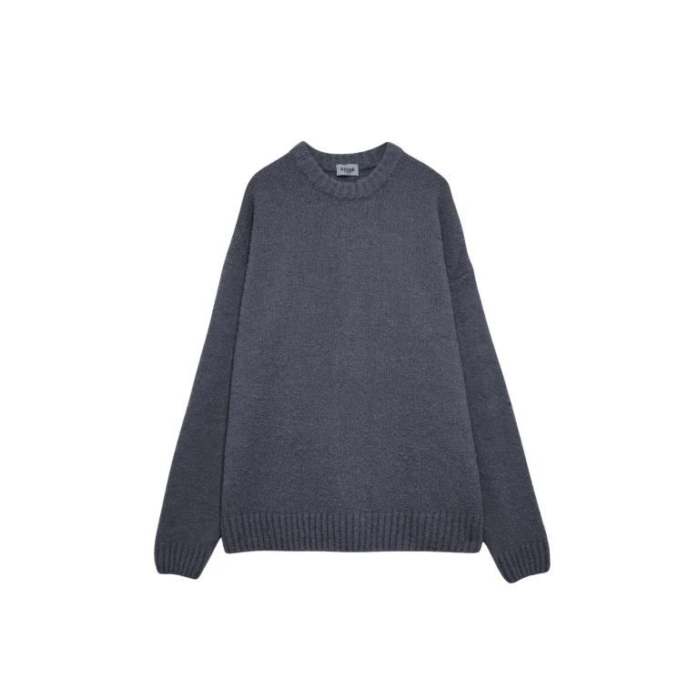 The Frankie Shop Oversized Crewneck Sweater - Grey - Oversized Minimalist Knitwear in Grey - Shop at Luxury Shoes 