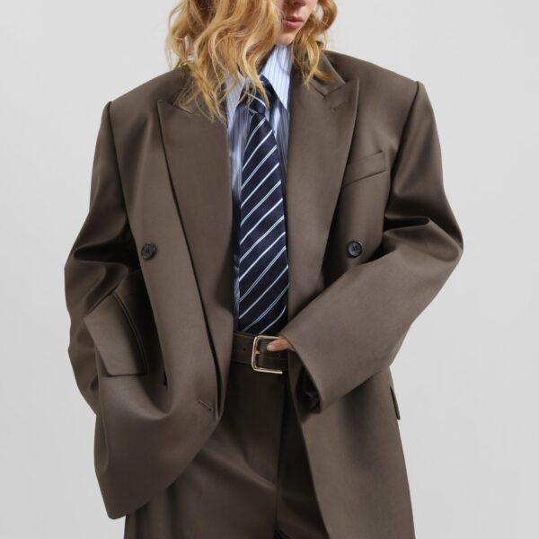 The Frankie Shop Pallen Double Breasted Blazer – Brown, view 4