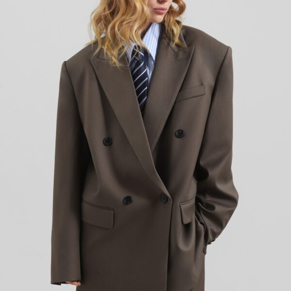 The Frankie Shop Pallen Double Breasted Blazer – Brown, view 6