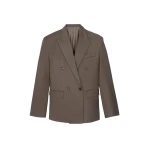 The Frankie Shop Pallen Double Breasted Blazer - Brown - Oversized Minimalist Jackets in Beige - Shop at Luxury Shoes 