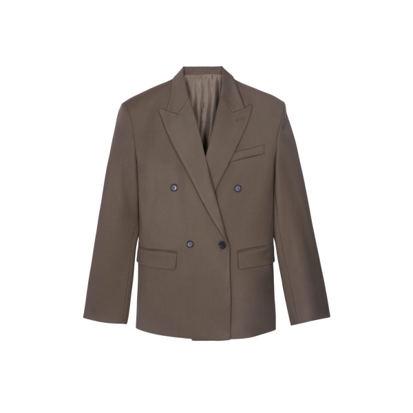 The Frankie Shop Pallen Double Breasted Blazer - Brown - Oversized Minimalist Jackets in Beige - Shop at Luxury Shoes 