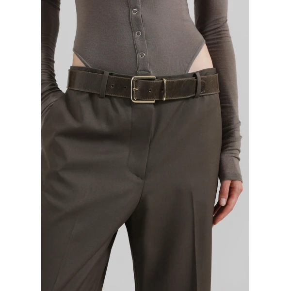 The Frankie Shop Pallen Wide Trousers - Brown - Oversized Minimalist Pants in Beige - Shop at Luxury Shoes 