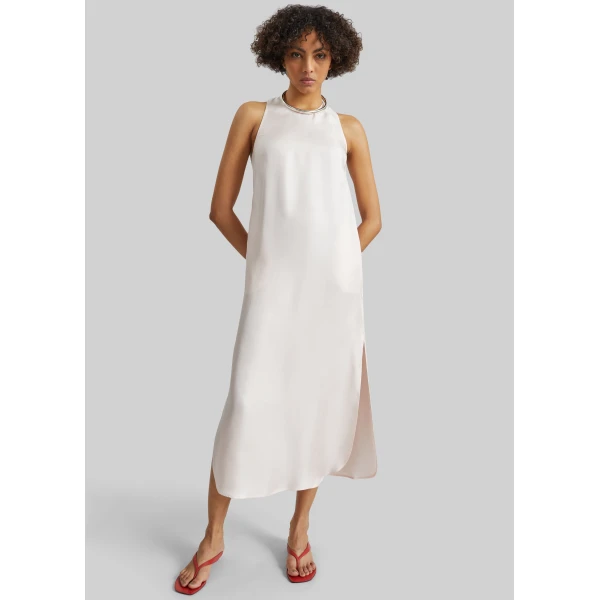The Frankie Shop Paloma Long Silk Dress - Light Pink - Oversized Minimalist Dresses in Pink - Shop at Luxury Shoes 