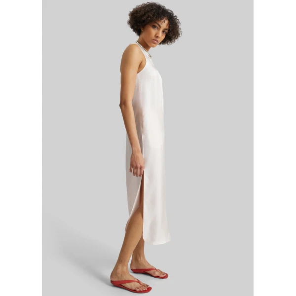 The Frankie Shop Paloma Long Silk Dress - Light Pink - Oversized Minimalist Dresses in Pink - Shop at Luxury Shoes 