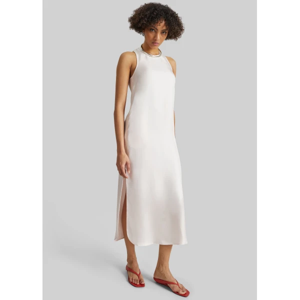 The Frankie Shop Paloma Long Silk Dress - Light Pink - Oversized Minimalist Dresses in Pink - Shop at Luxury Shoes 