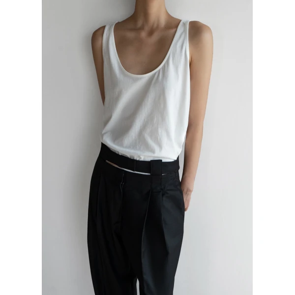 The Frankie Shop Penelope Tank Top - White - Oversized Minimalist Tops in White - Shop at Luxury Shoes 