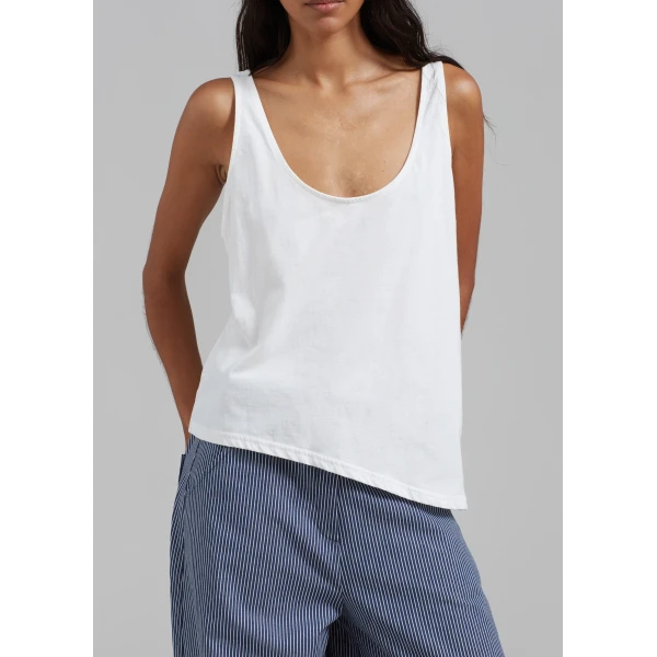 The Frankie Shop Penelope Tank Top - White - Oversized Minimalist Tops in White - Shop at Luxury Shoes 