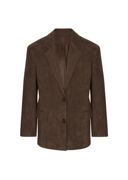 The Frankie Shop Peoria Faux Suede Blazer - Brown - Oversized Minimalist Jackets in Beige - Shop at Luxury Shoes 