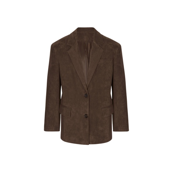 The Frankie Shop Peoria Faux Suede Blazer - Brown - Oversized Minimalist Jackets in Beige - Shop at Luxury Shoes 